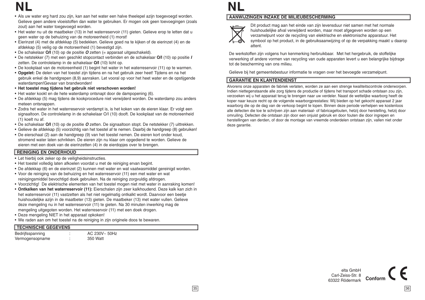 Elta EK111 User Manual | Page 19 / 23