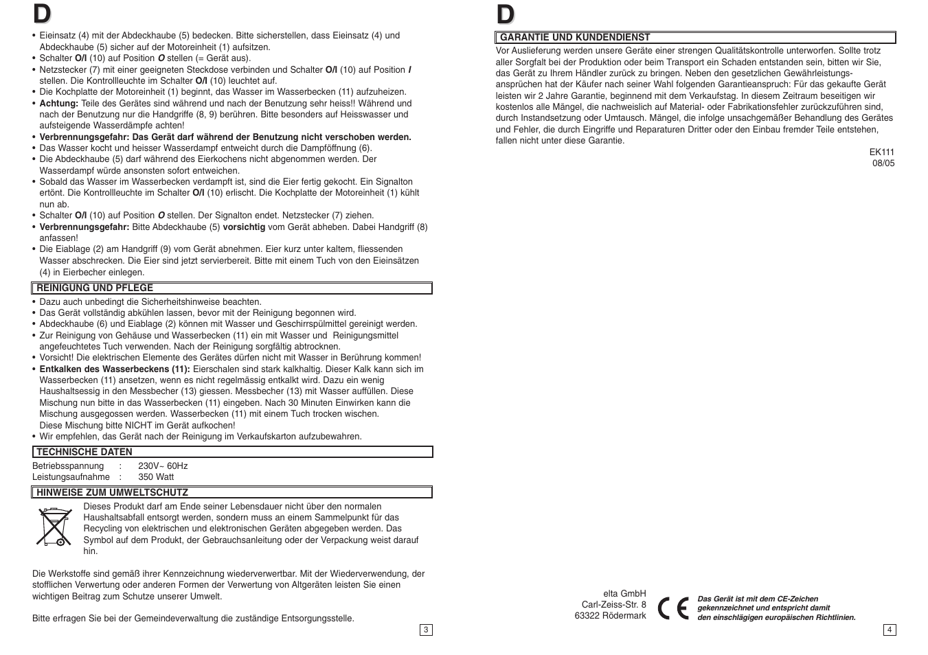 Elta EK111 User Manual | Page 3 / 23