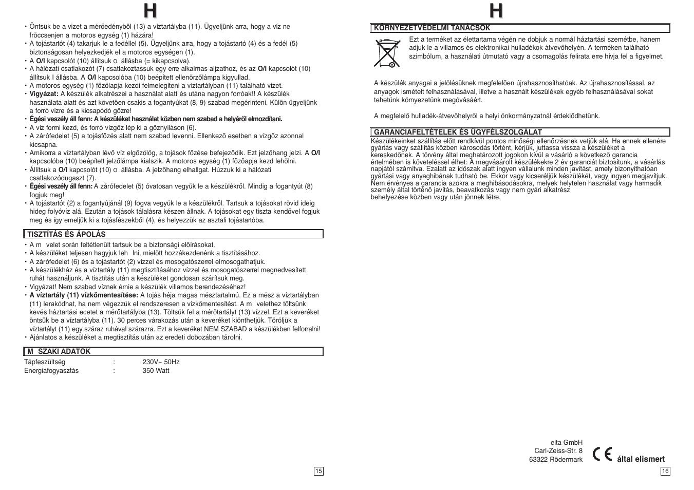 Elta EK111 User Manual | Page 9 / 23