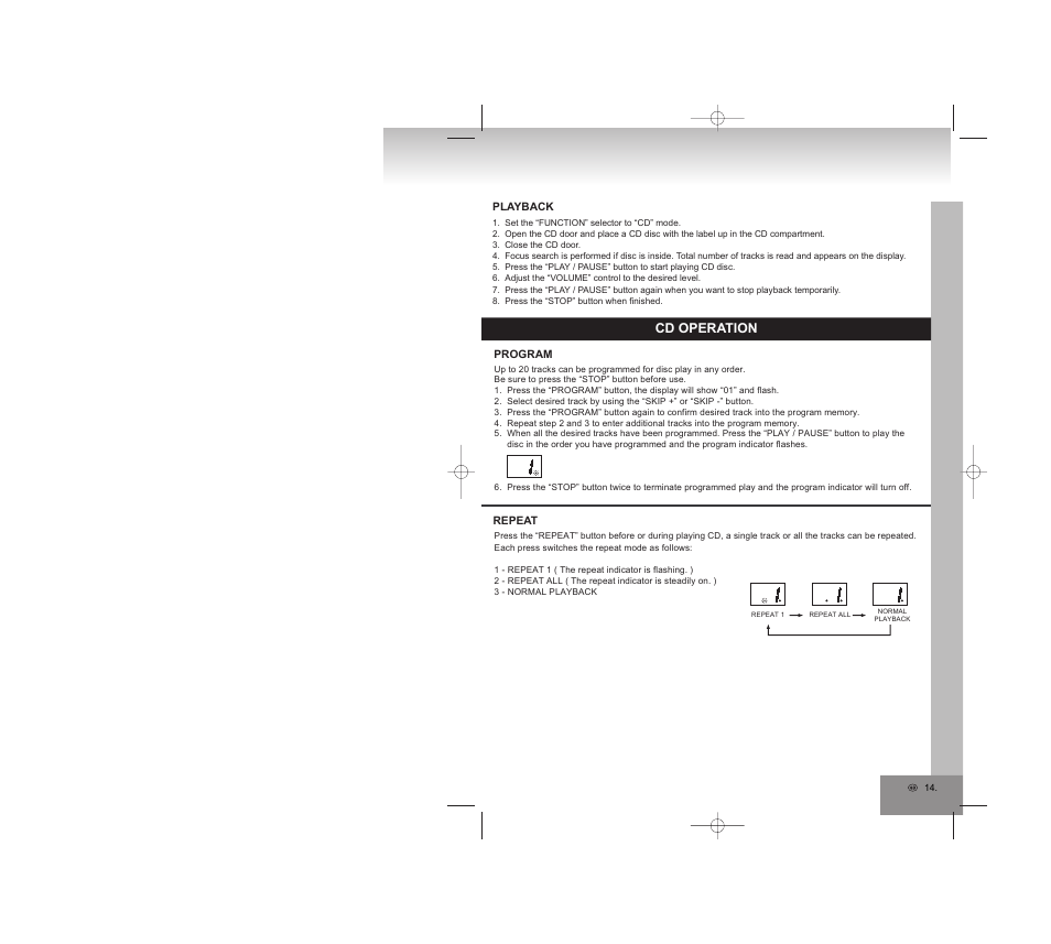 Cd operation | Elta 6770M1 User Manual | Page 14 / 79