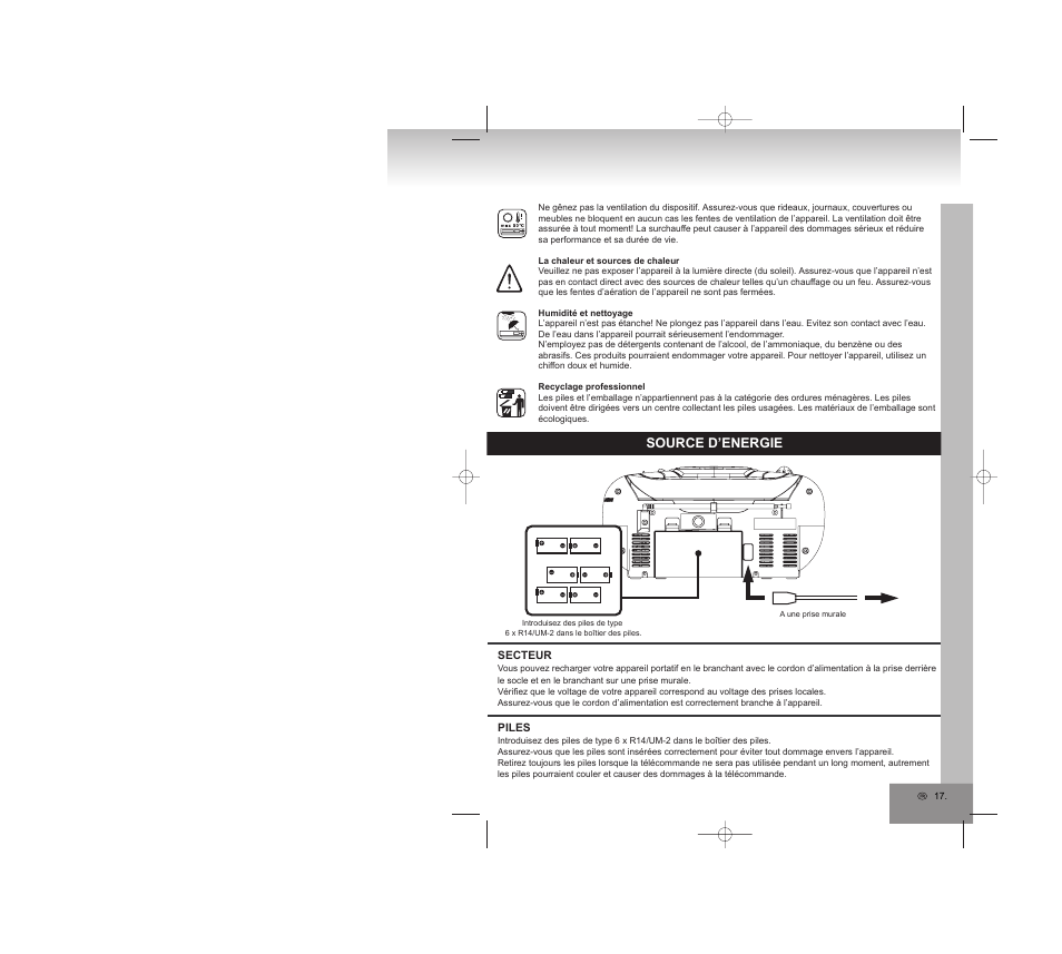 Source d’energie | Elta 6770M1 User Manual | Page 17 / 79