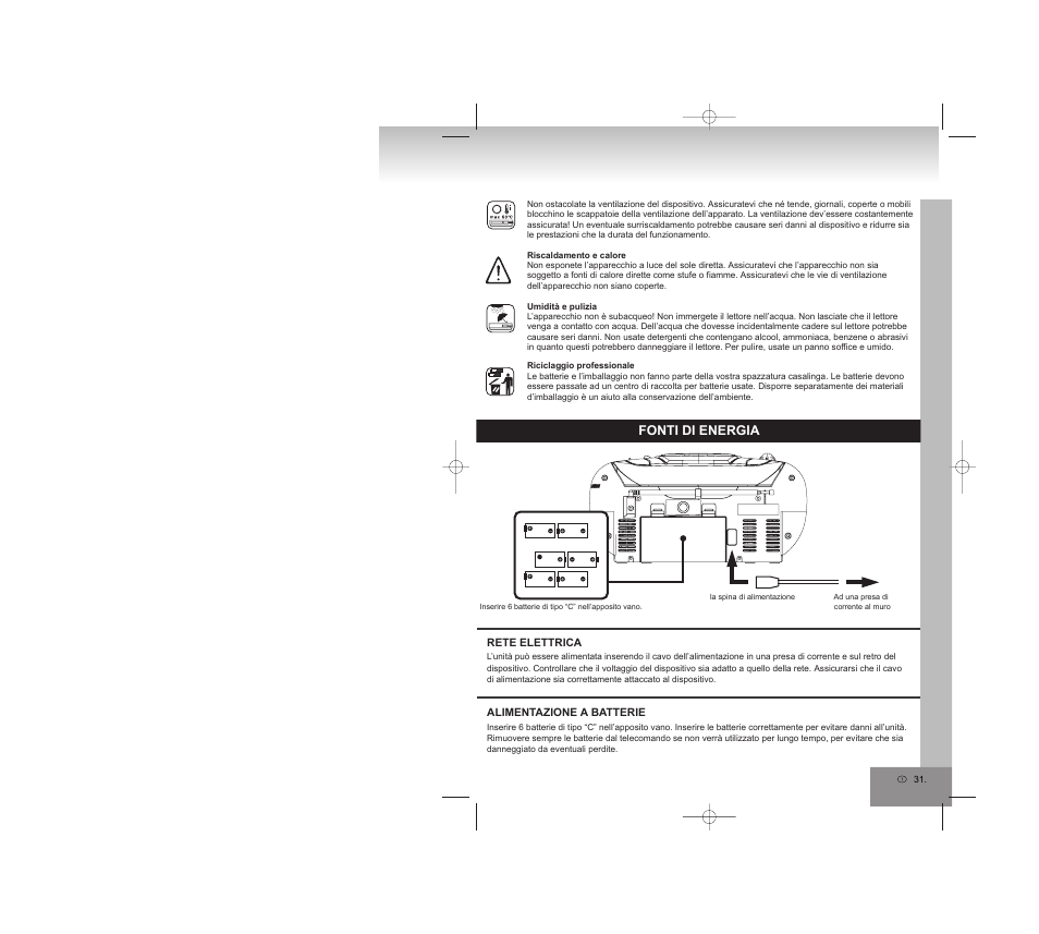 Fonti di energia | Elta 6770M1 User Manual | Page 31 / 79