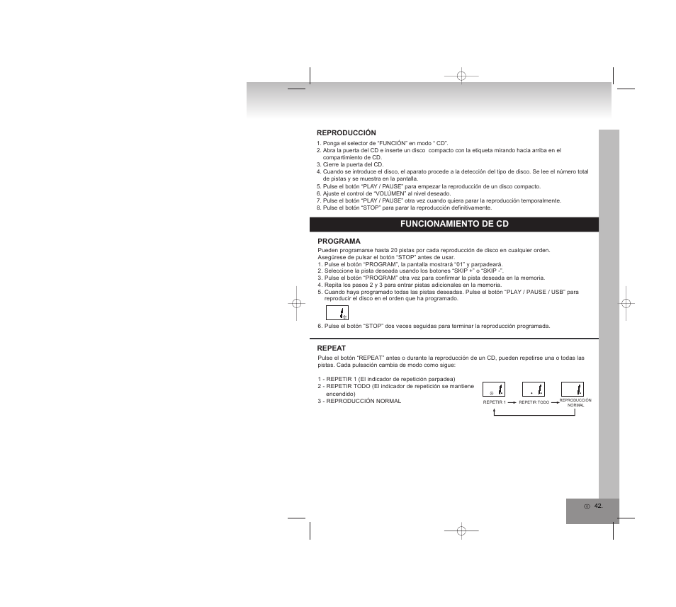 Funcionamiento de cd | Elta 6770M1 User Manual | Page 42 / 79