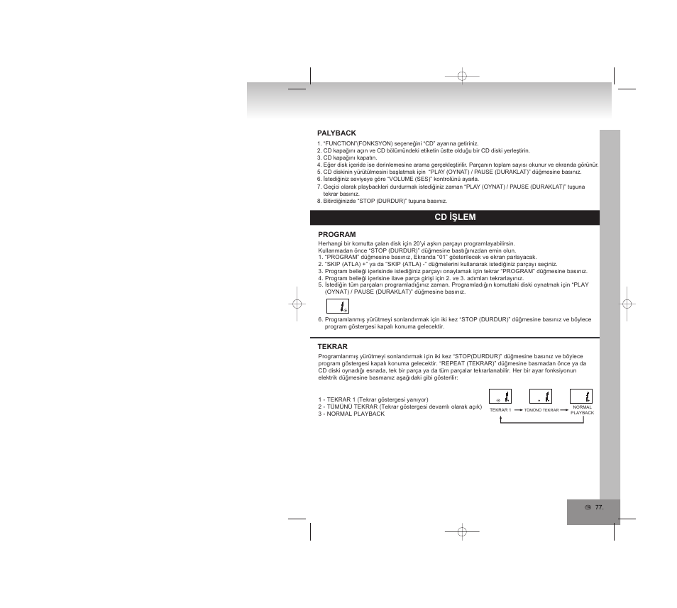 Cd işlem | Elta 6770M1 User Manual | Page 77 / 79