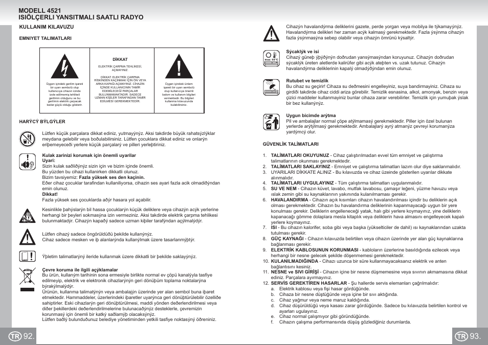 4521 im p092,93_tr.pdf, Modell 4521 isiölçerli yansitmali saatli radyo | Elta 4521 User Manual | Page 47 / 71
