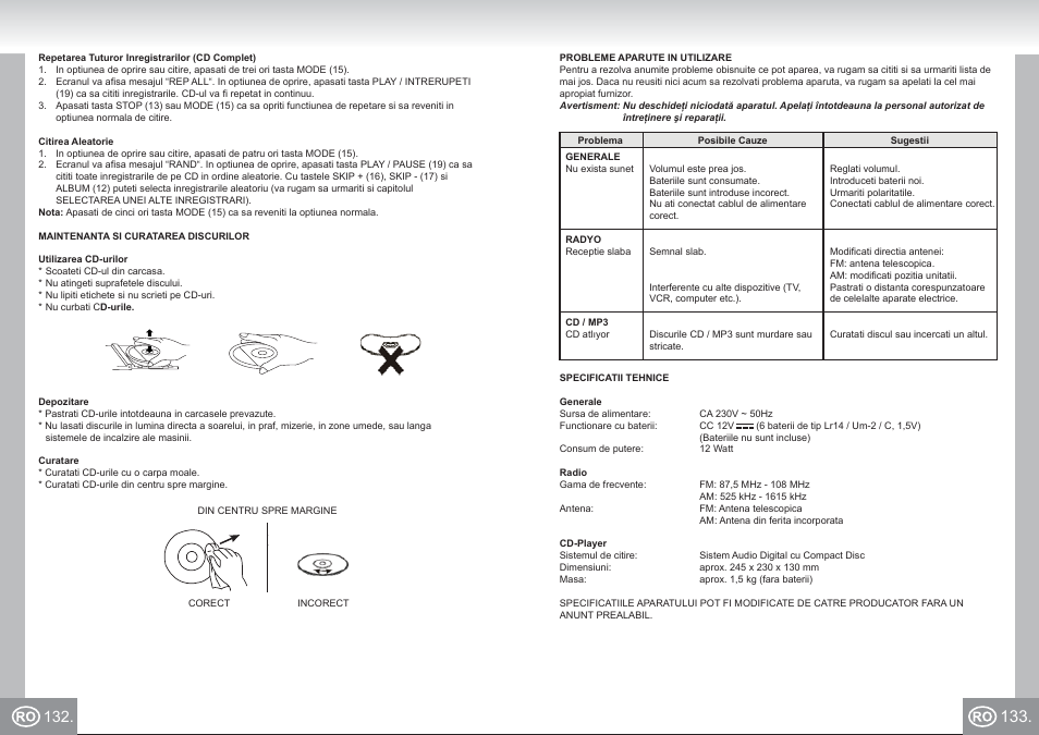 Elta 6699_im p132,133_ro.pdf | Elta 6699 User Manual | Page 67 / 78
