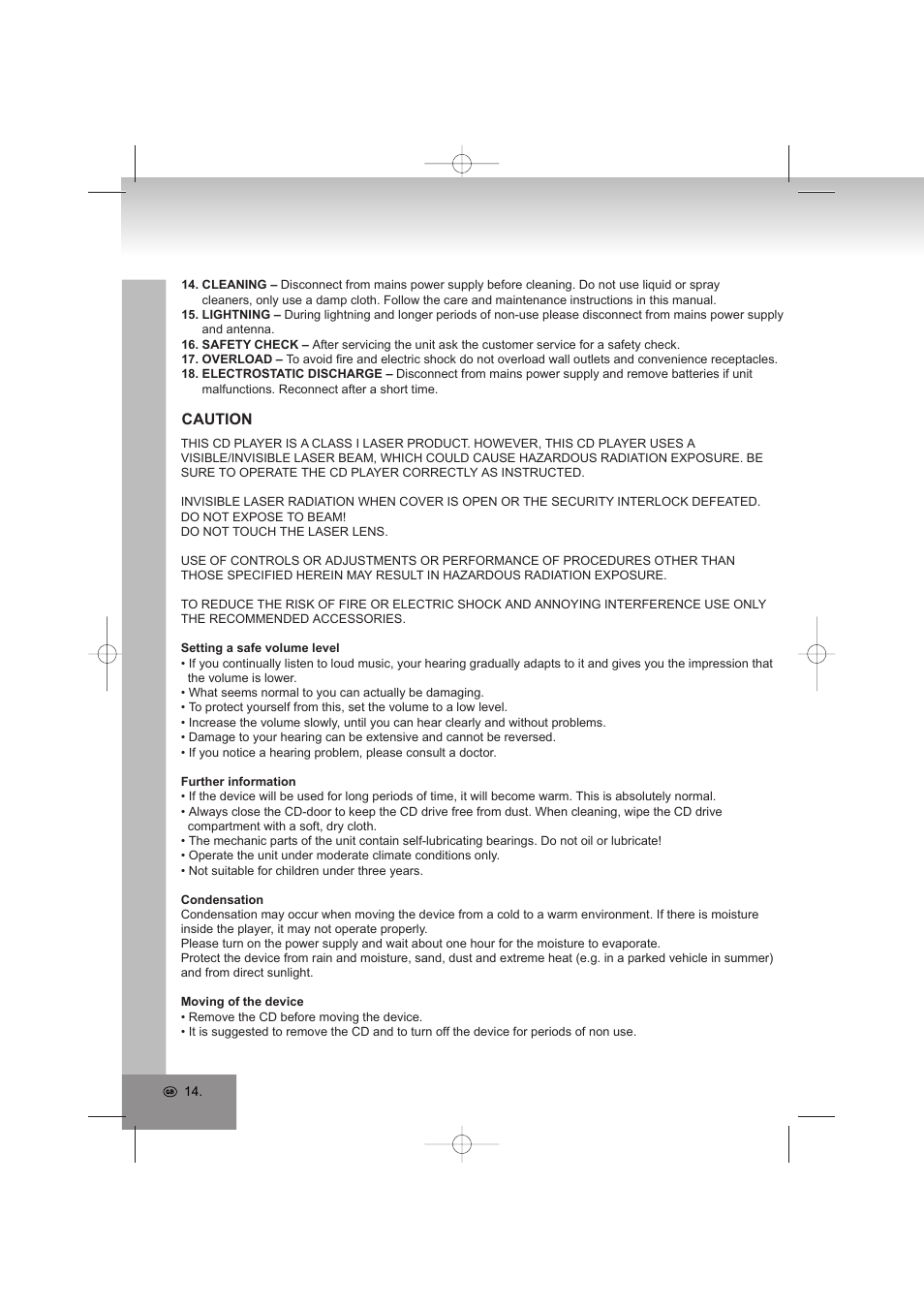 Caution | Elta 6698RB User Manual | Page 14 / 142