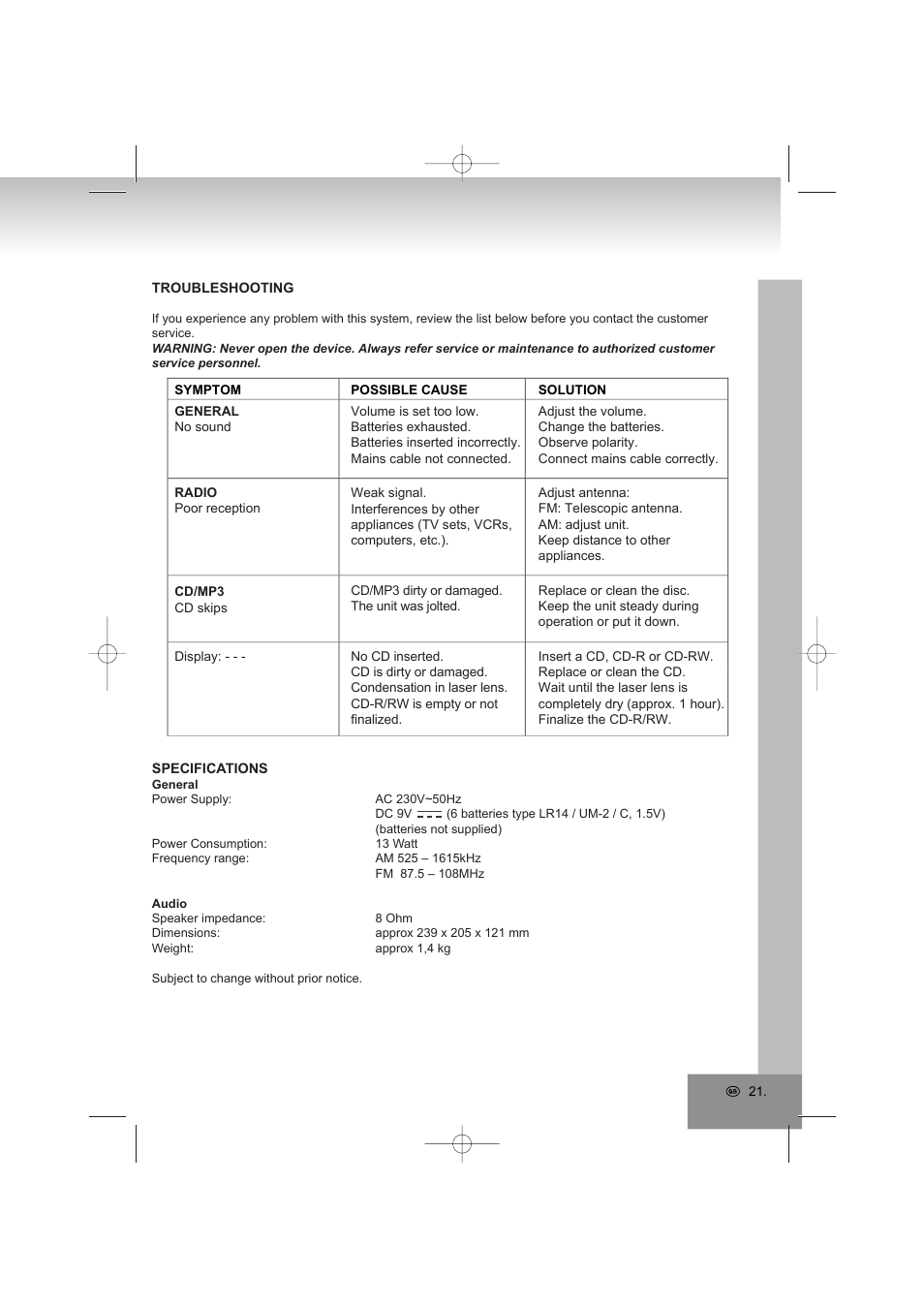 Elta 6698RB User Manual | Page 21 / 142