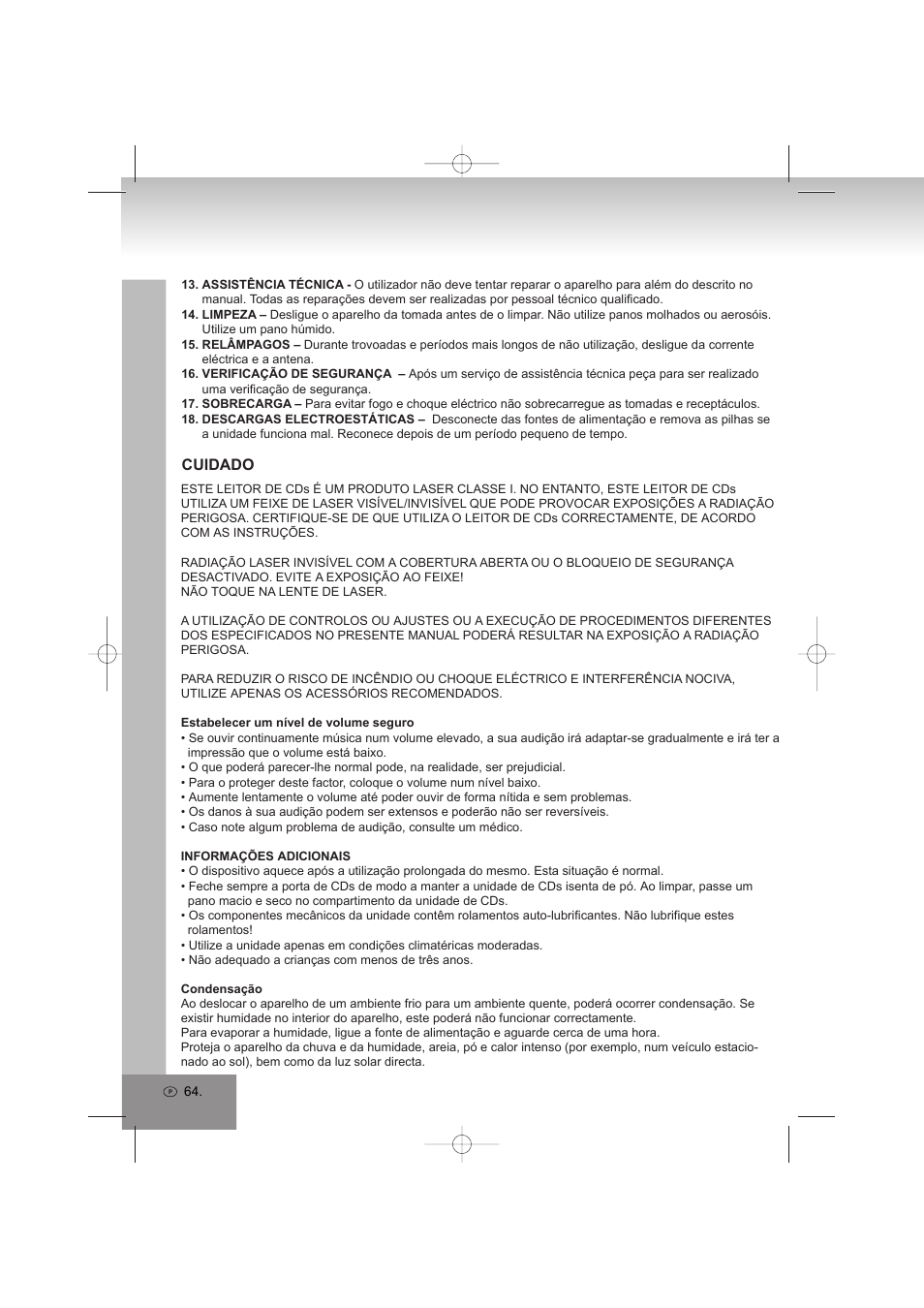 Cuidado | Elta 6698RB User Manual | Page 64 / 142