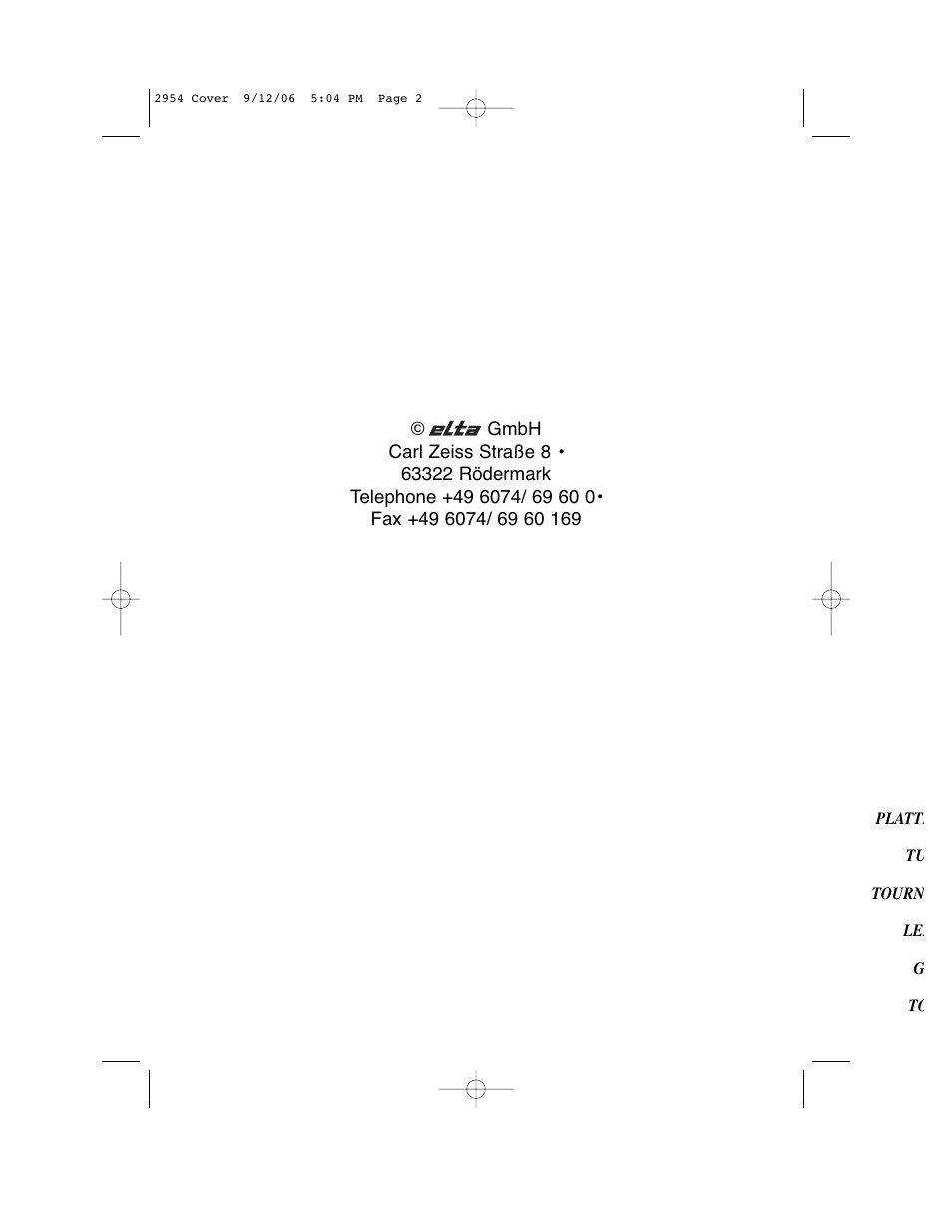Elta 2954 User Manual | Page 56 / 56