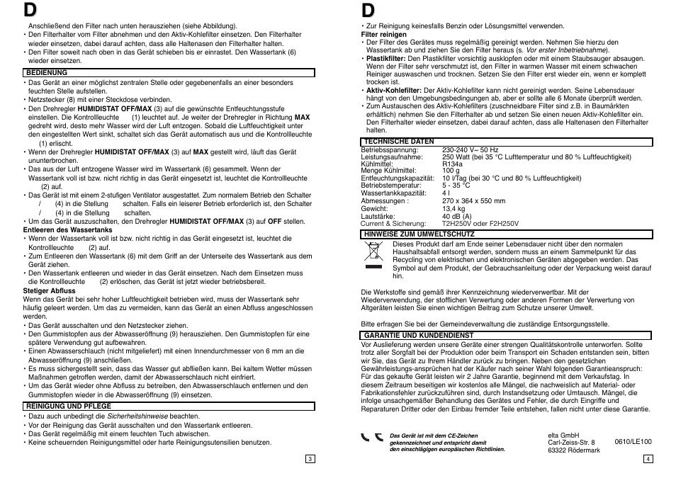 Elta LE100 User Manual | Page 3 / 19