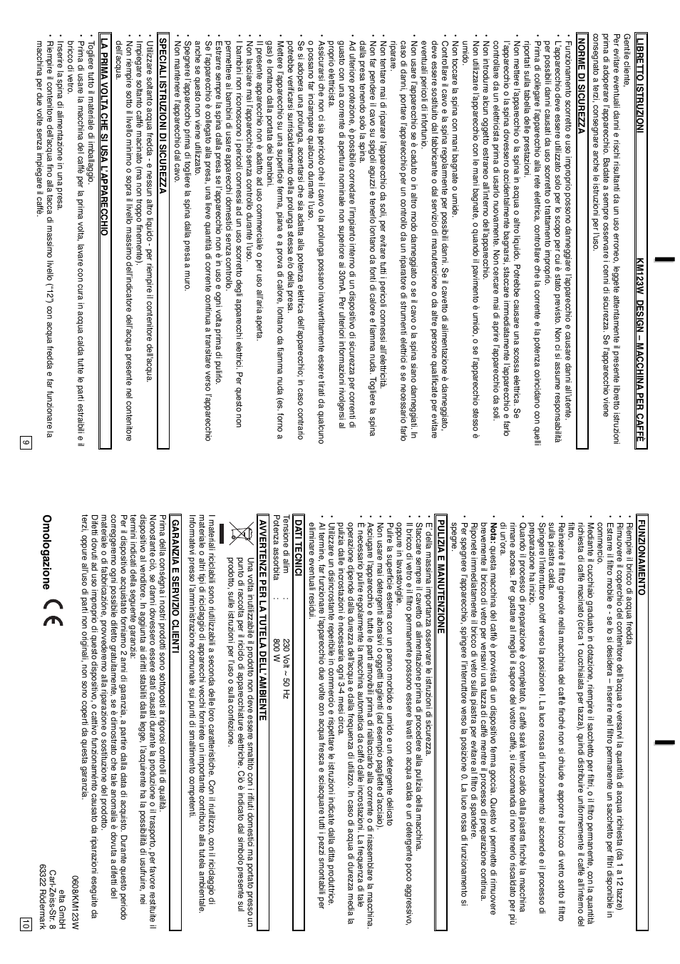 Omologazione | Elta KM123W User Manual | Page 6 / 11