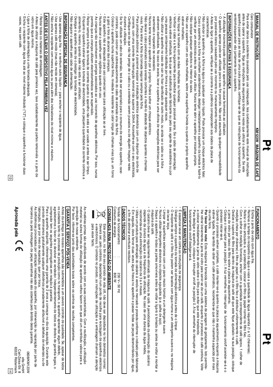 Aprovada pela | Elta KM123W User Manual | Page 8 / 11