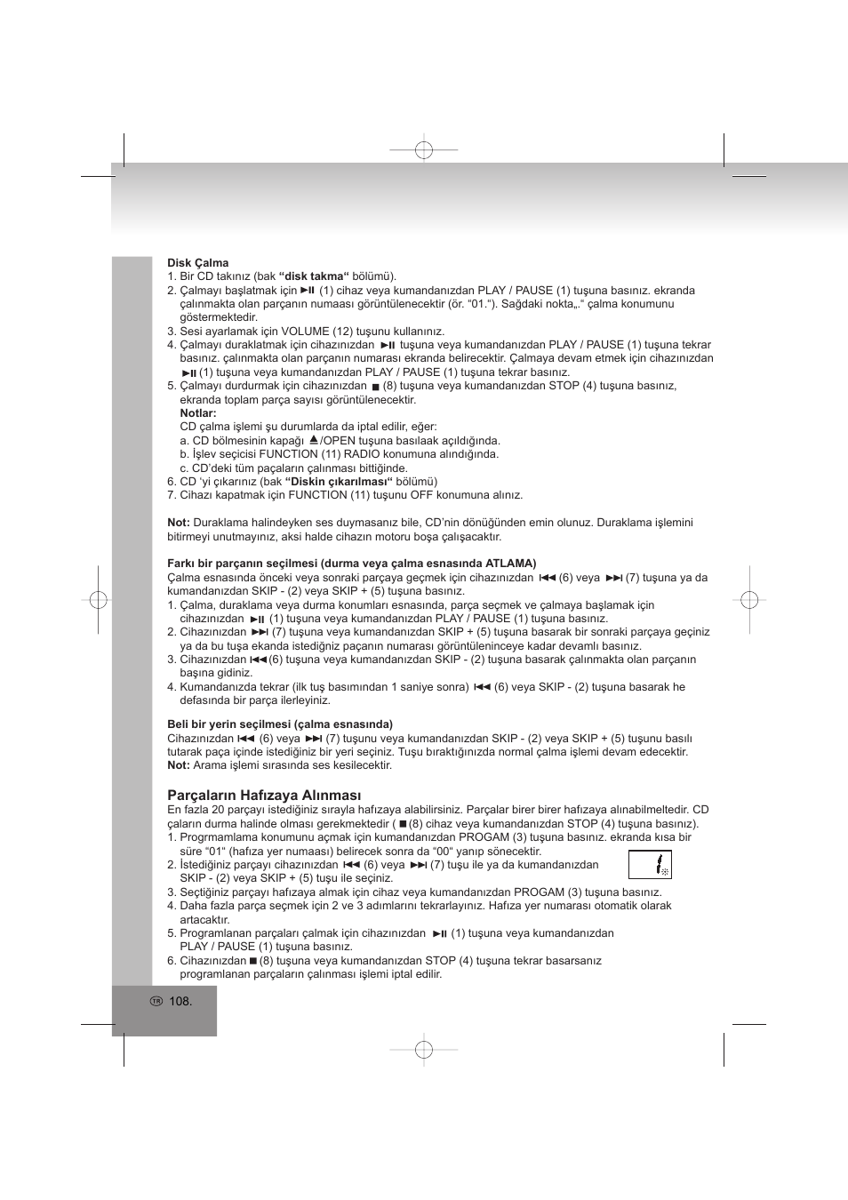 Parçaların hafızaya alınması | Elta 2402N User Manual | Page 108 / 142