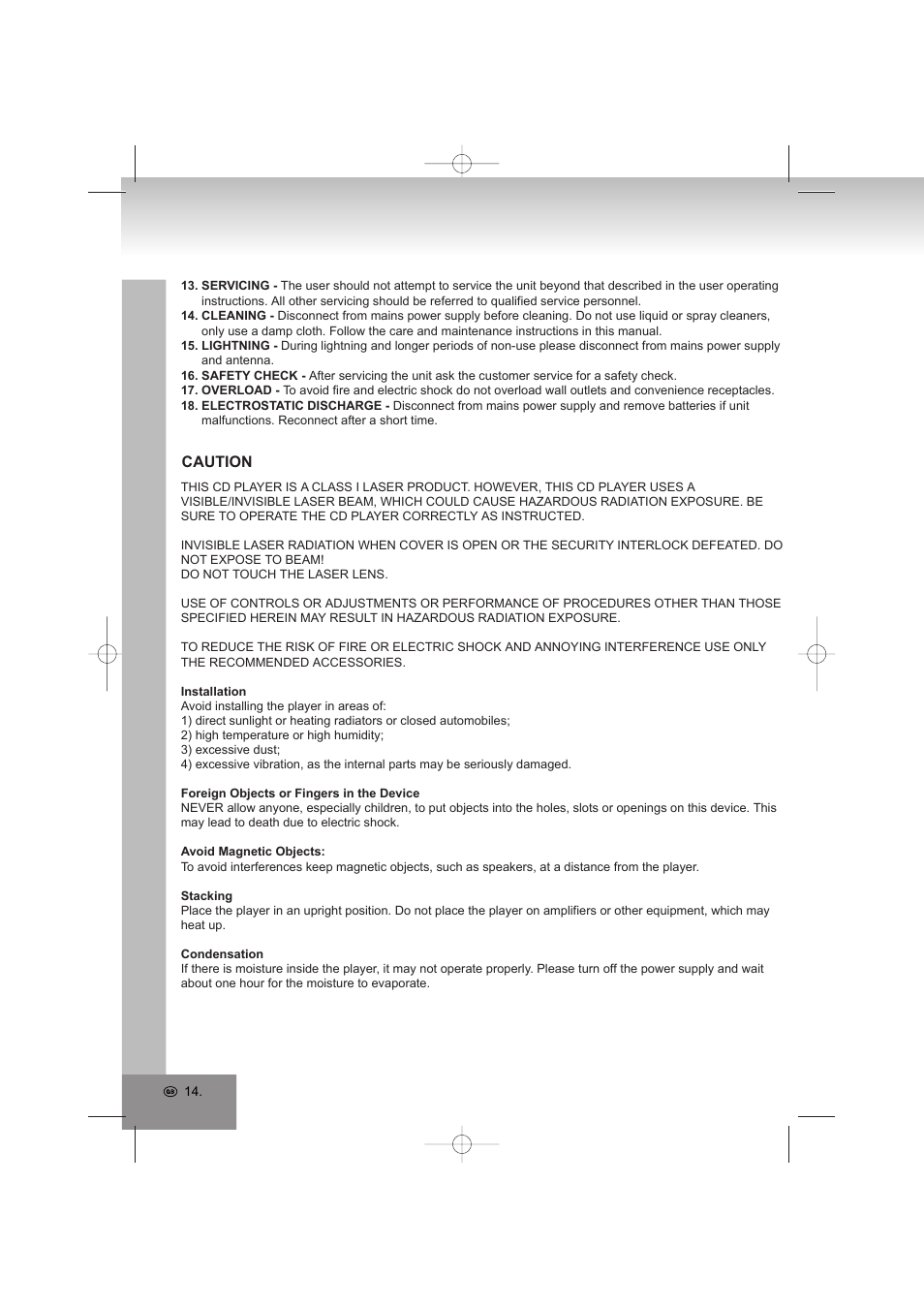 Caution | Elta 2402N User Manual | Page 14 / 142