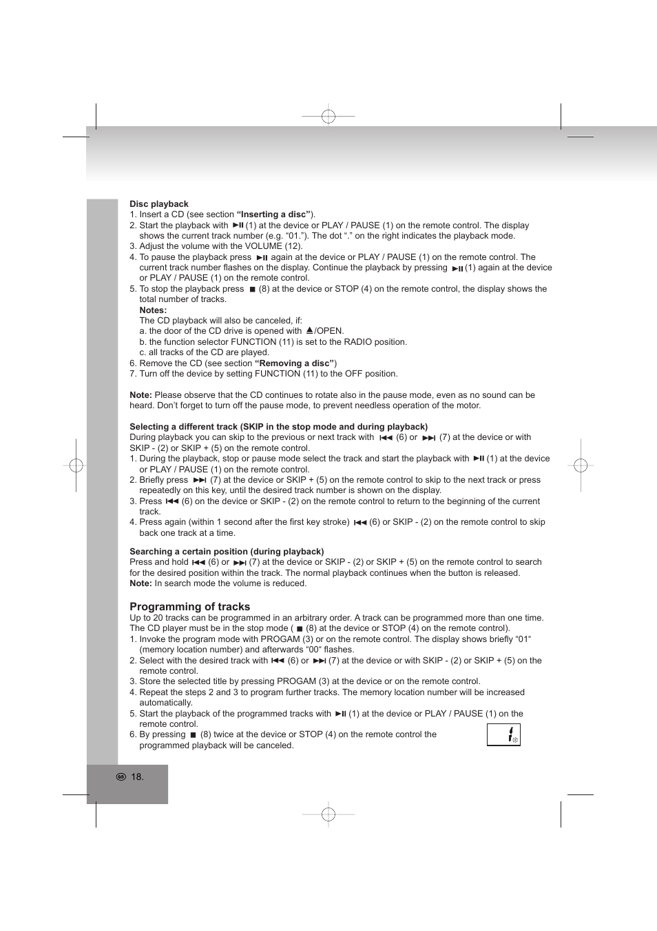 Programming of tracks | Elta 2402N User Manual | Page 18 / 142