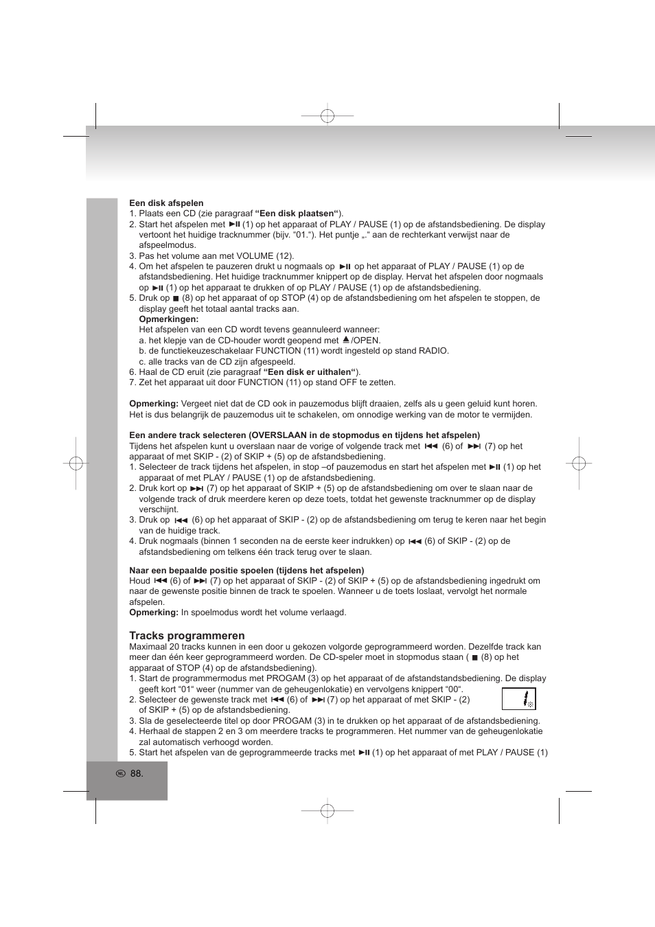 Tracks programmeren | Elta 2402N User Manual | Page 88 / 142