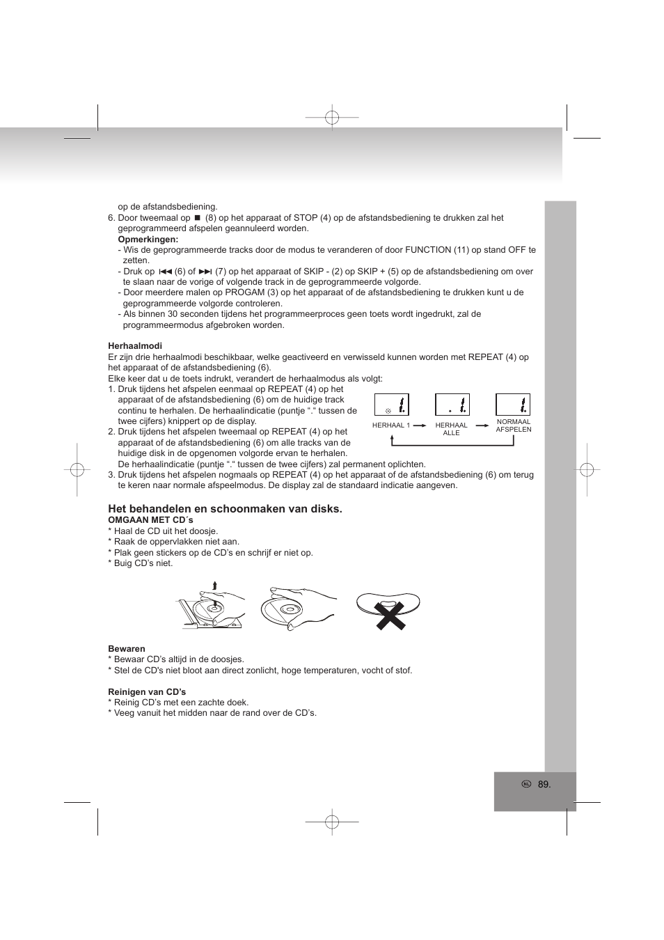Het behandelen en schoonmaken van disks | Elta 2402N User Manual | Page 89 / 142