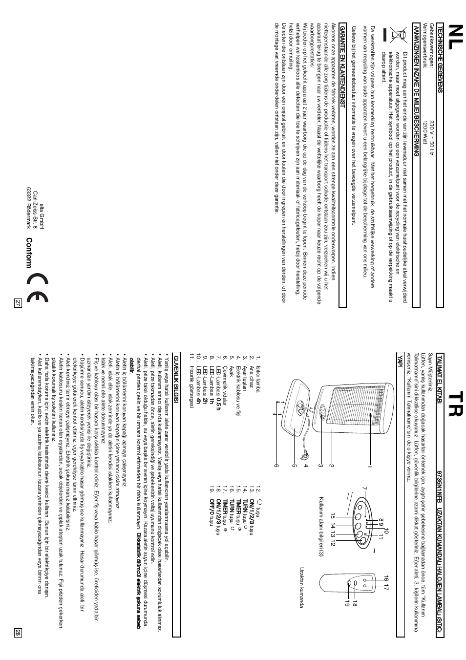 Nl tr tr, Conform | Elta Halogen Lamp User Manual | Page 15 / 16