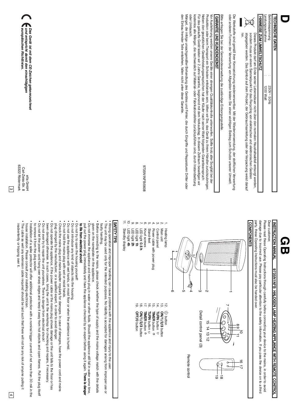 Dgb gb | Elta Halogen Lamp User Manual | Page 3 / 16