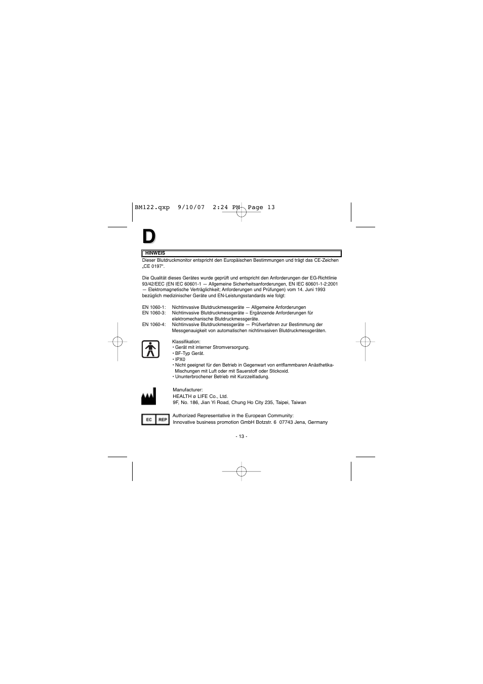 Elta BM122 User Manual | Page 13 / 181