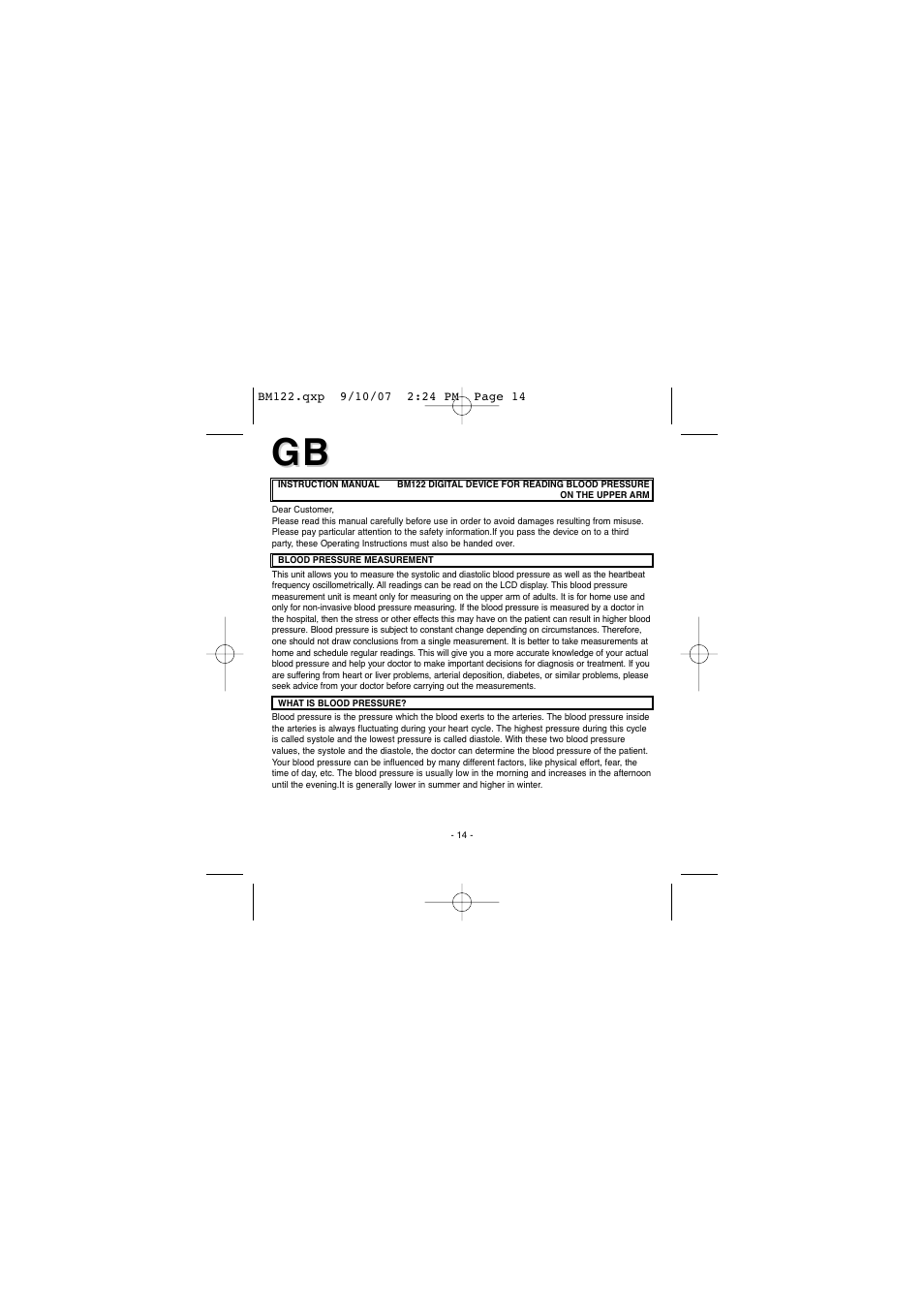 Elta BM122 User Manual | Page 14 / 181