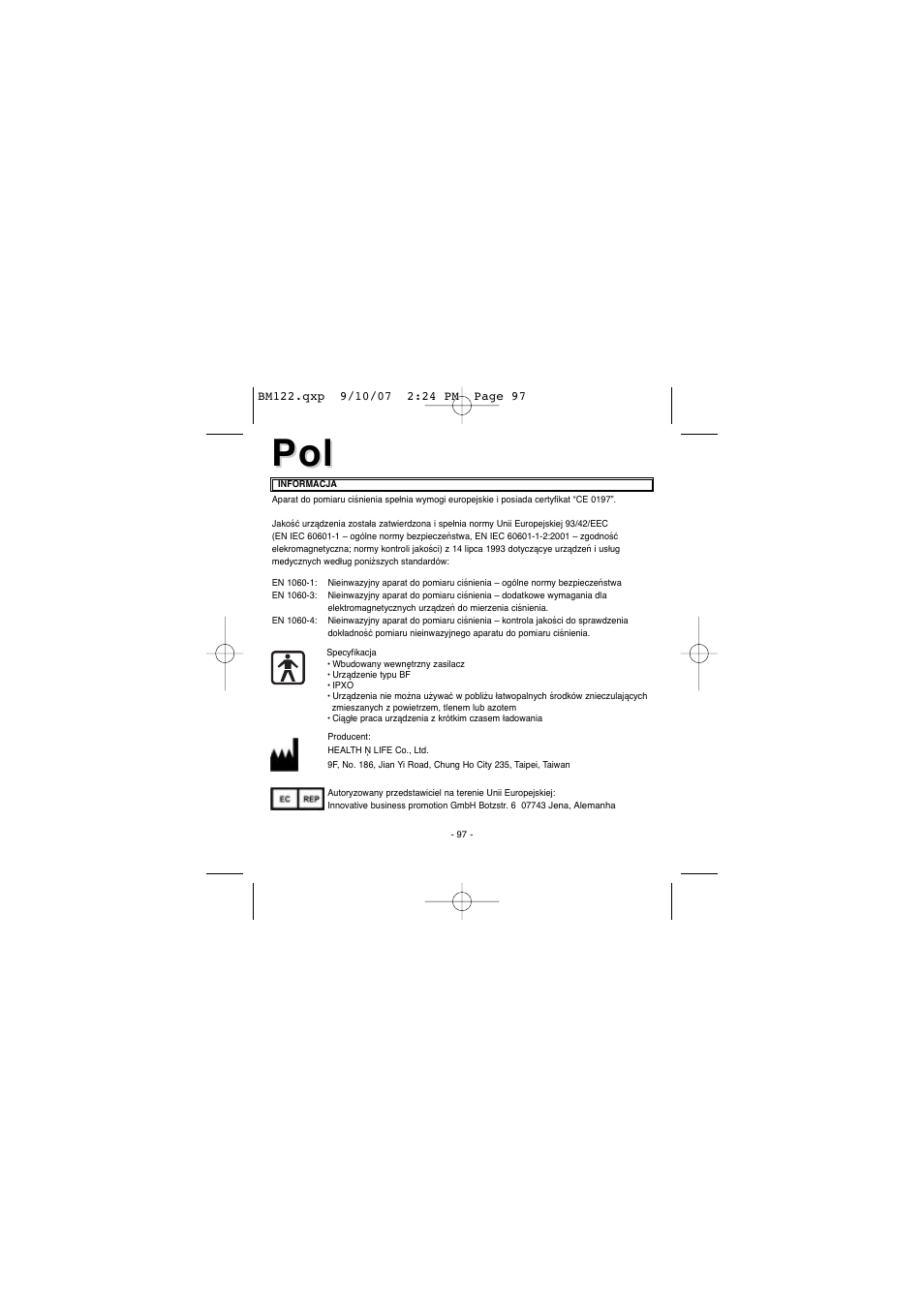 Elta BM122 User Manual | Page 97 / 181