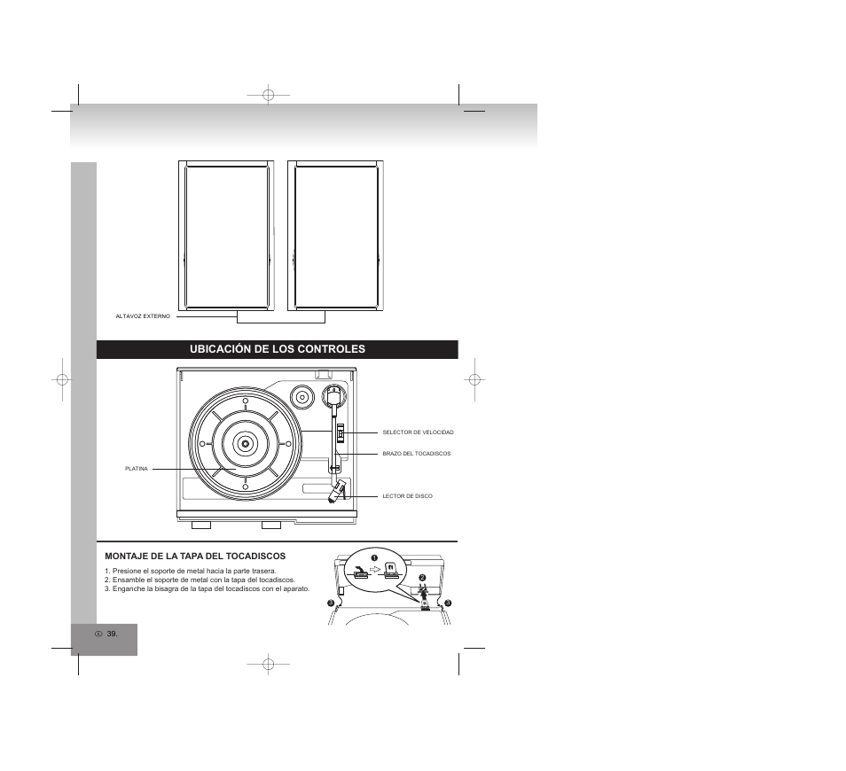 Ubicación de los controles | Elta 2750G User Manual | Page 39 / 86