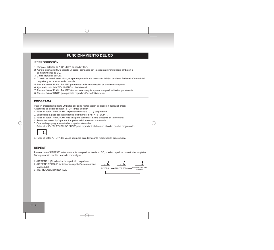 Funcionamiento del cd | Elta 2750G User Manual | Page 41 / 86