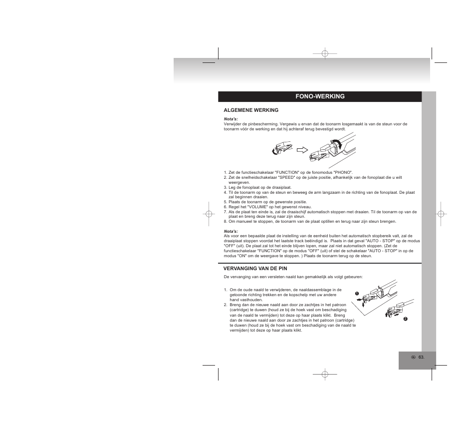 Fono-werking | Elta 2750G User Manual | Page 63 / 86