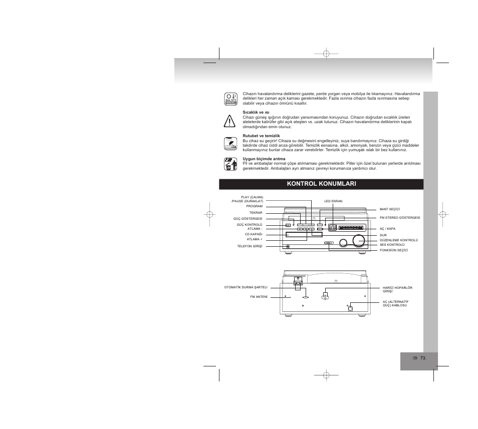 Kontrol konumlari | Elta 2750G User Manual | Page 73 / 86
