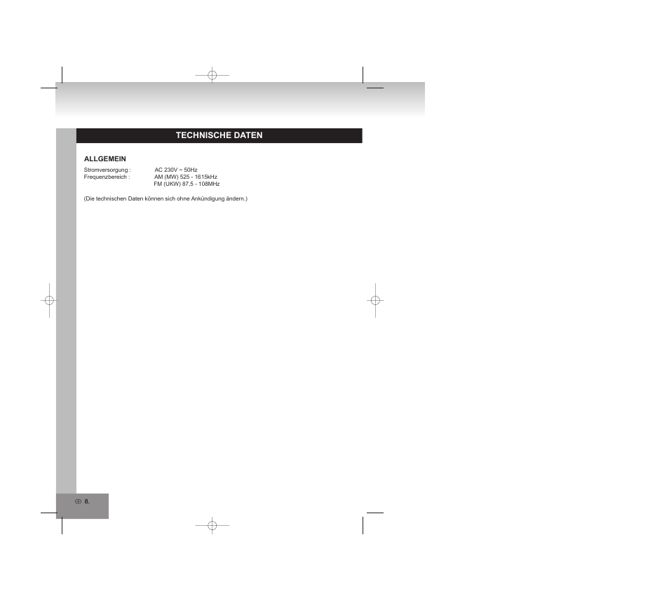 Technische daten | Elta 2750G User Manual | Page 8 / 86