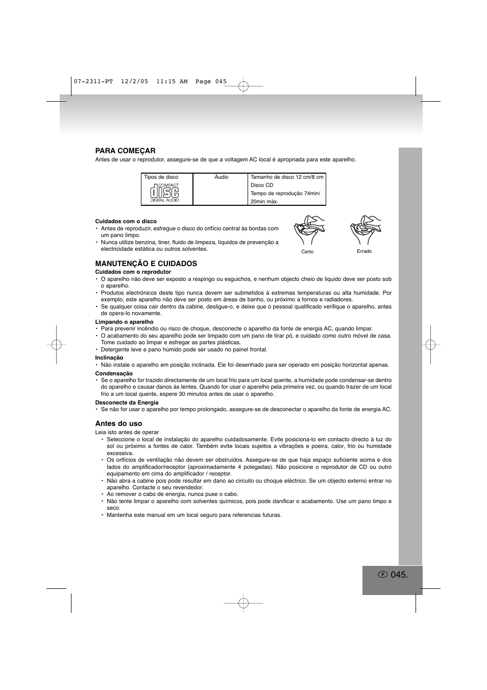 2311-pt.pdf | Elta 2311 User Manual | Page 45 / 79