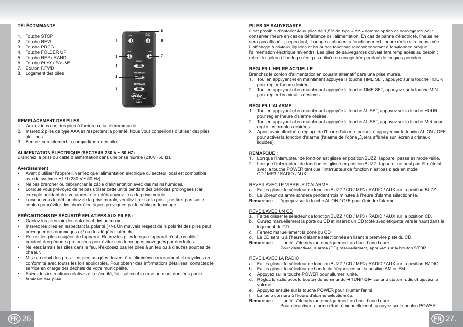 2422 im p026,27_fr.pdf | Elta 2422 User Manual | Page 14 / 71