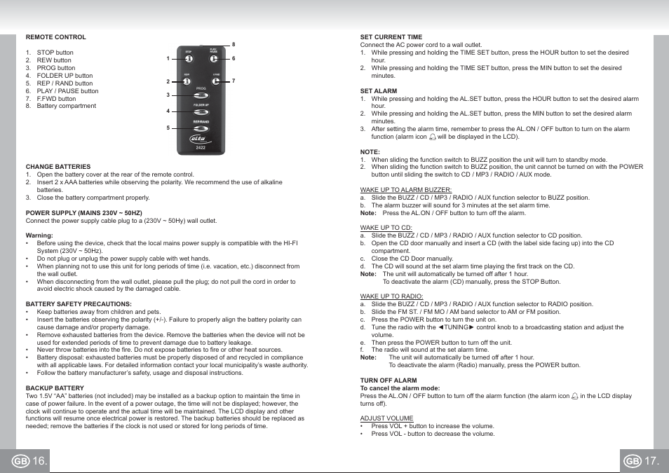 2422 im p016,17_gb.pdf | Elta 2422 User Manual | Page 9 / 71
