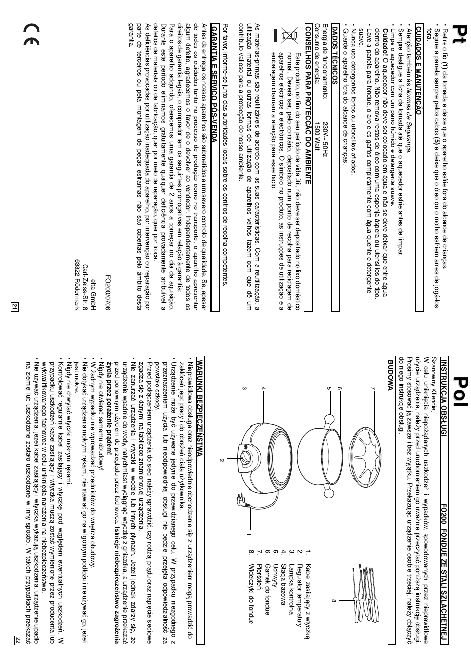 Pt pol pol | Elta FO200 User Manual | Page 12 / 22