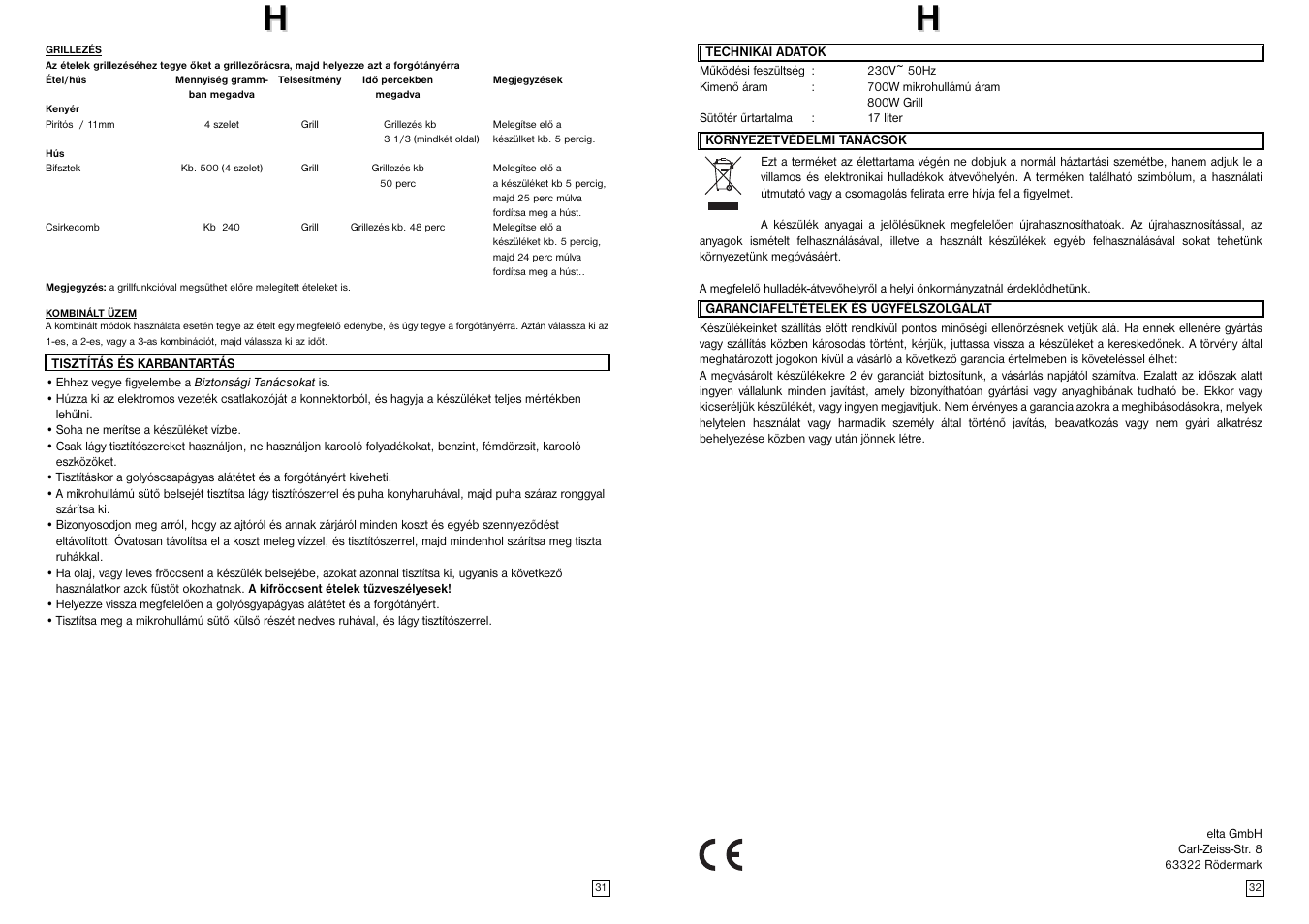 Elta MW170GE User Manual | Page 17 / 57