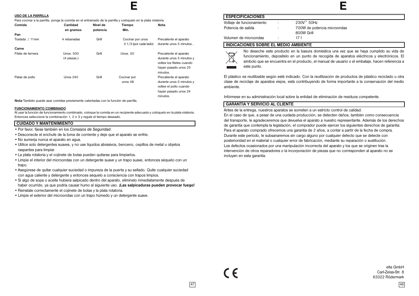 Elta MW170GE User Manual | Page 25 / 57