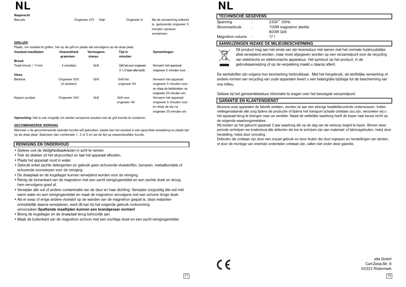 Elta MW170GE User Manual | Page 37 / 57