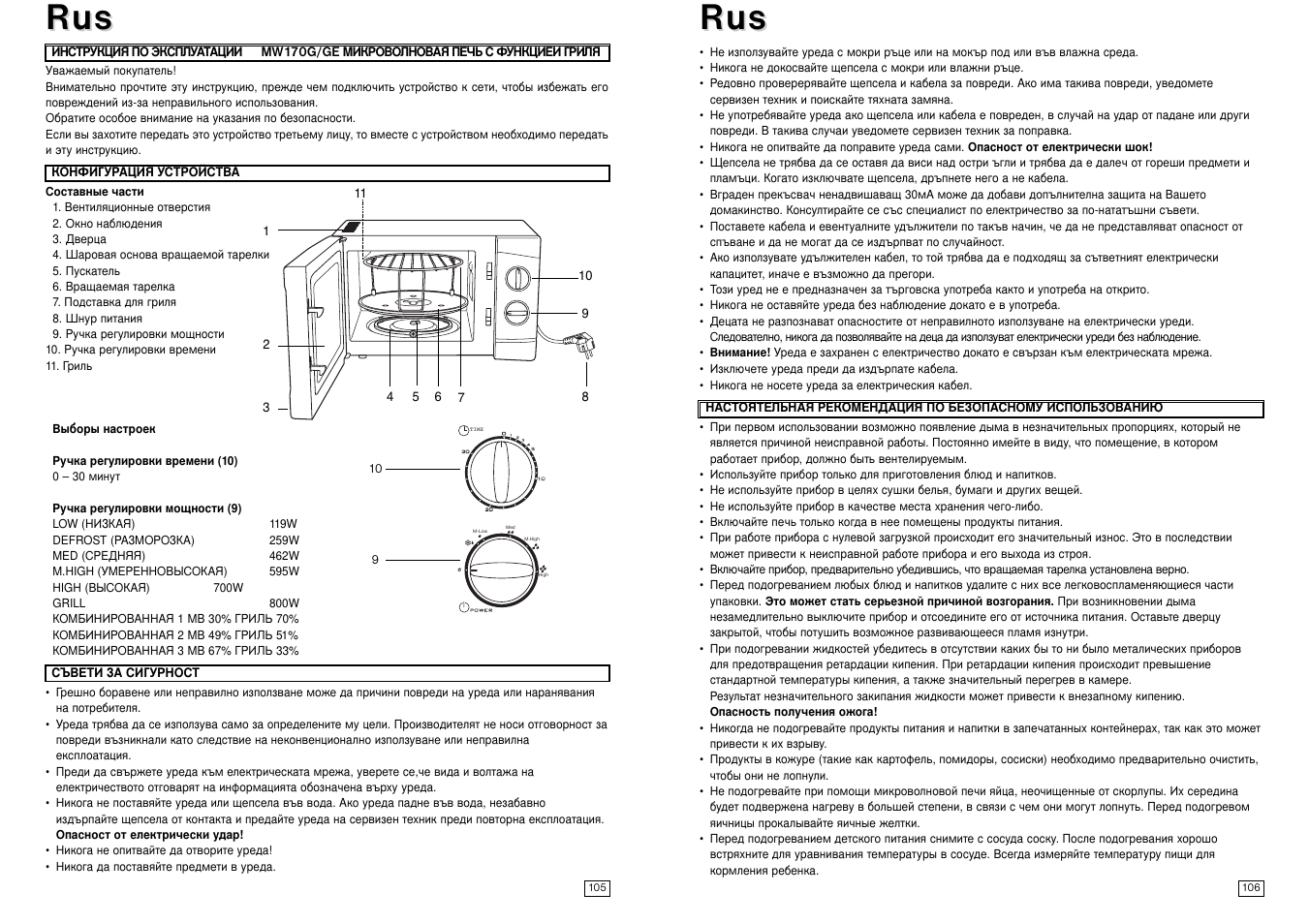 Rus us r r us us | Elta MW170GE User Manual | Page 54 / 57