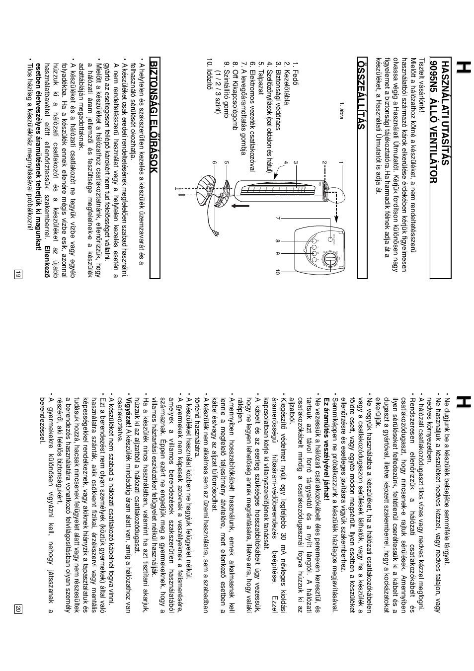 Összeállítás, Bizt onsági előírások | Elta 9095N5 User Manual | Page 11 / 43