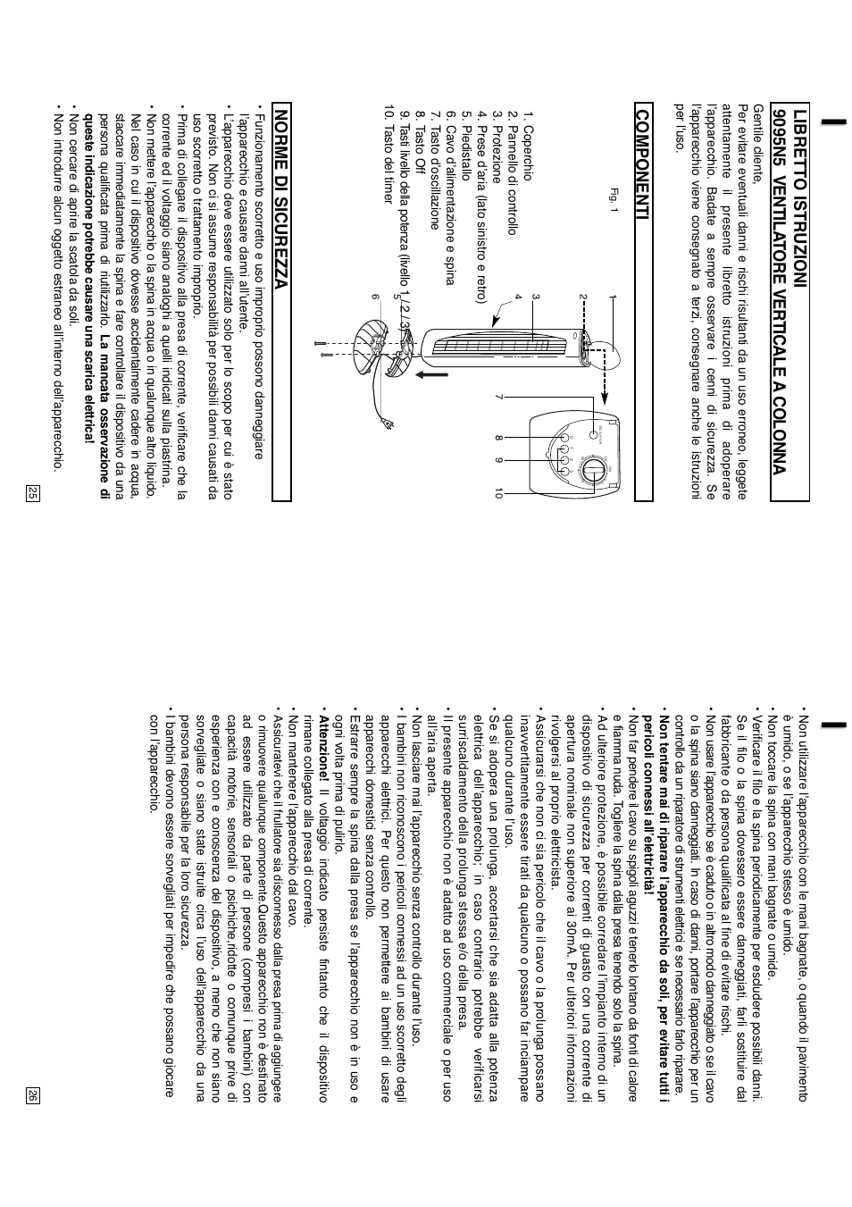 Componenti, Norme di sicurezza | Elta 9095N5 User Manual | Page 14 / 43