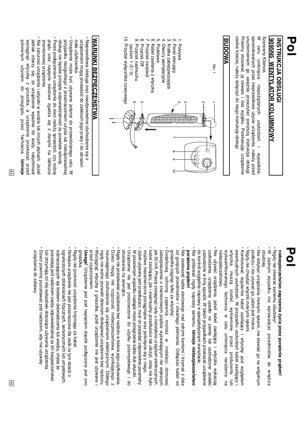 Budow a, Warunki bezpieczeństw a | Elta 9095N5 User Manual | Page 23 / 43