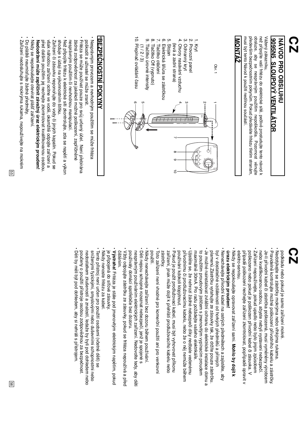 Montáž, Bezpečnostní pokyny | Elta 9095N5 User Manual | Page 29 / 43