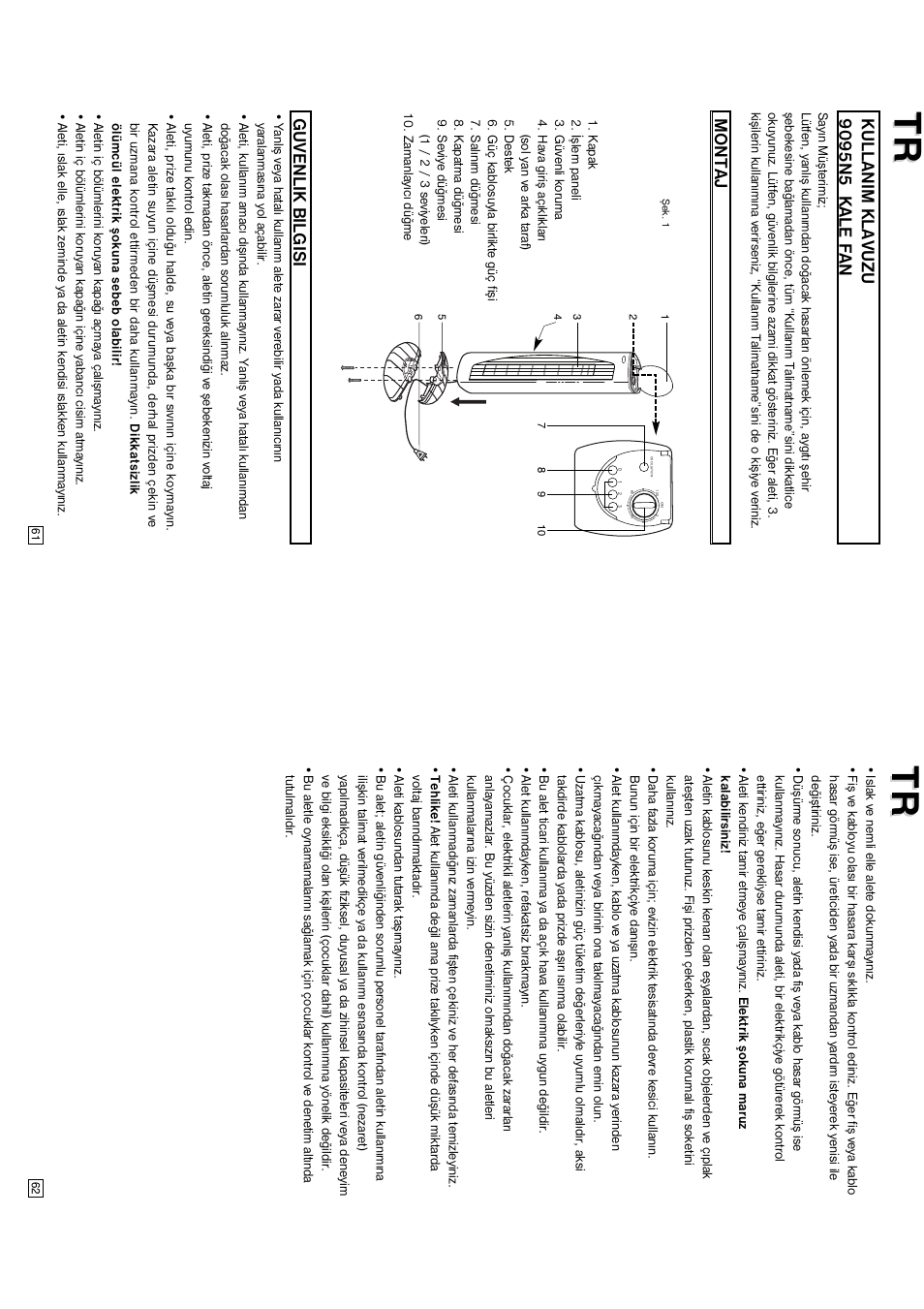 Montaj, Guvenlik bilgisi | Elta 9095N5 User Manual | Page 32 / 43