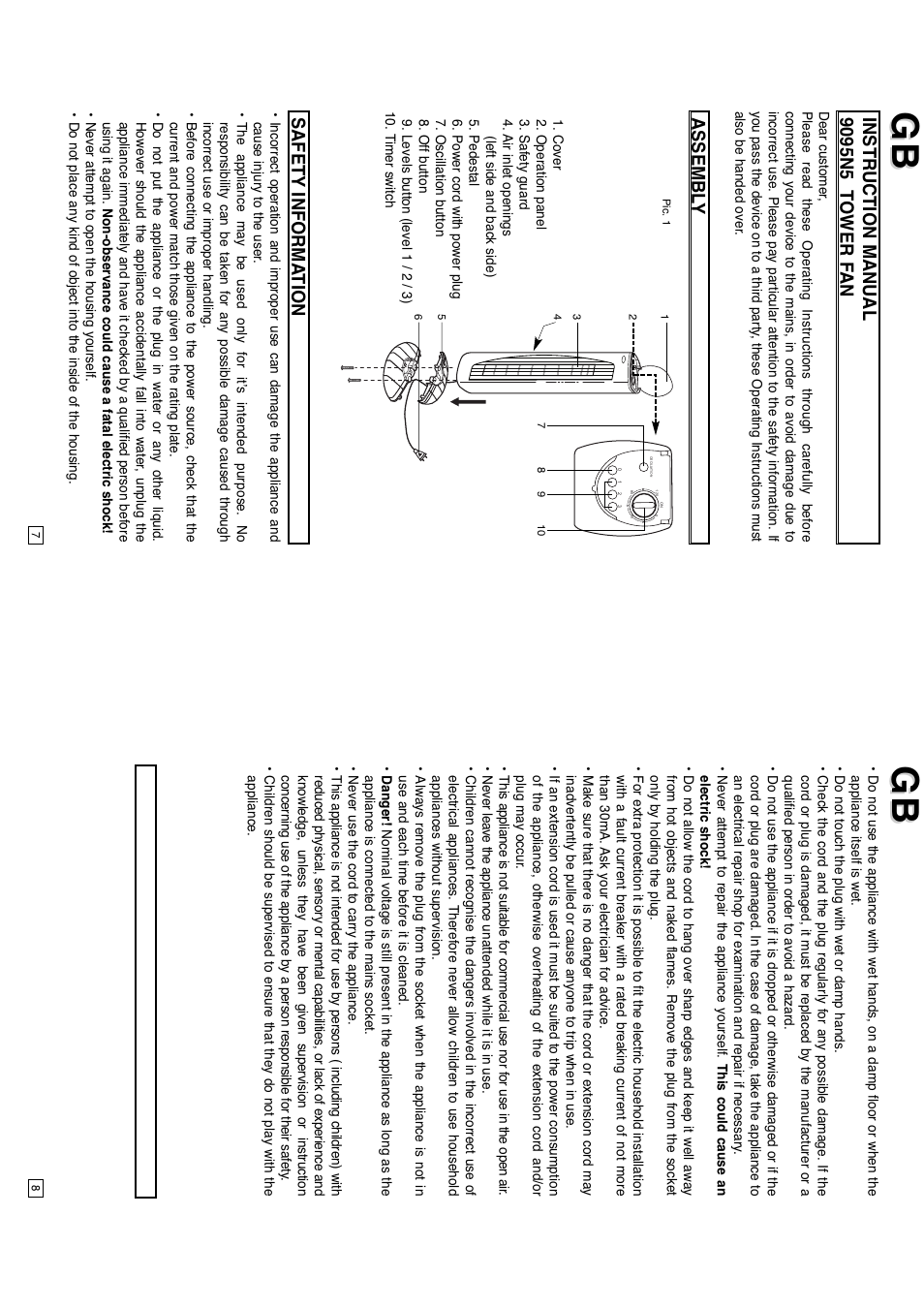 Assembl y, Safety informa tion | Elta 9095N5 User Manual | Page 5 / 43