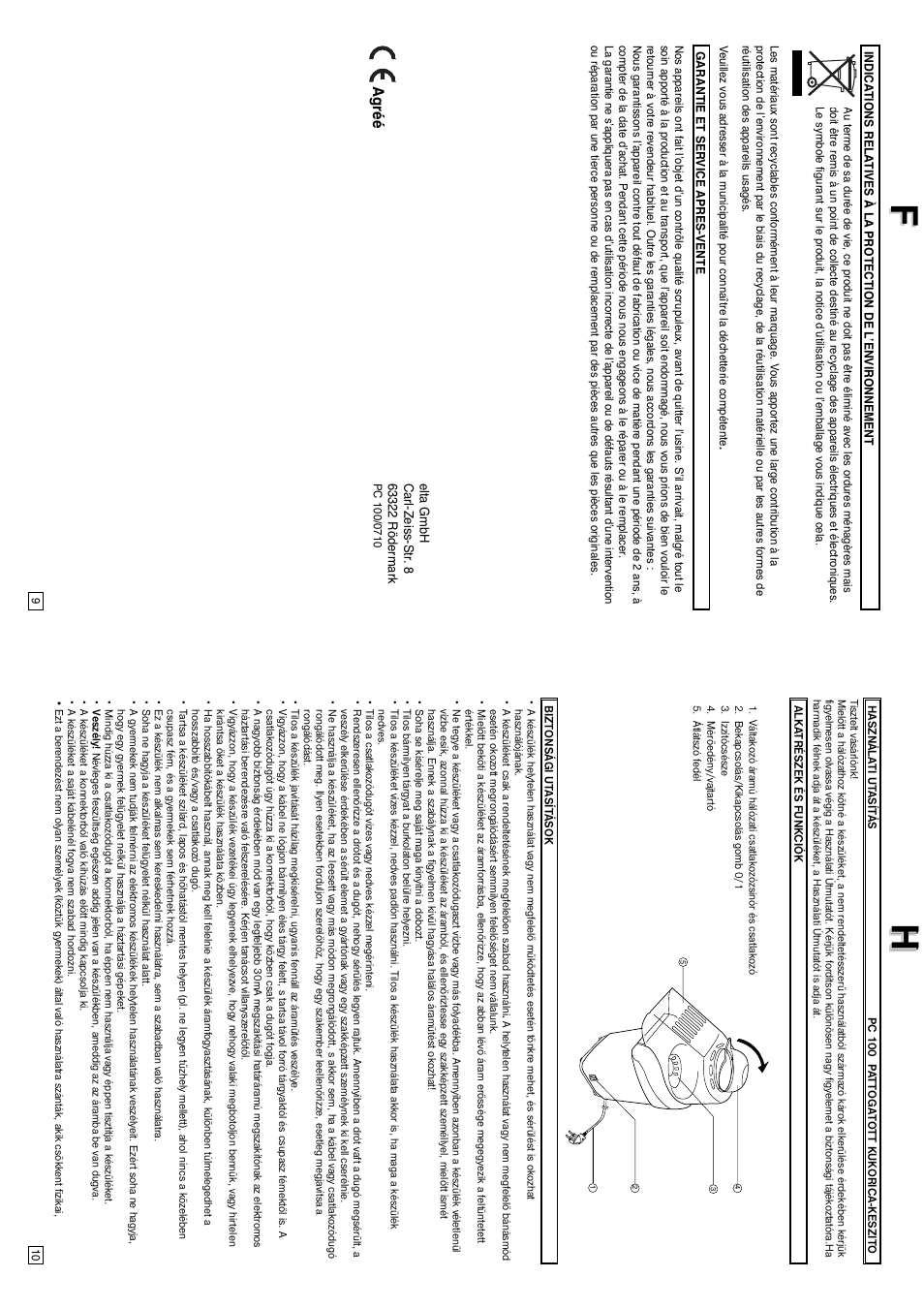 Fh h, Agréé | Elta PC100 User Manual | Page 6 / 22