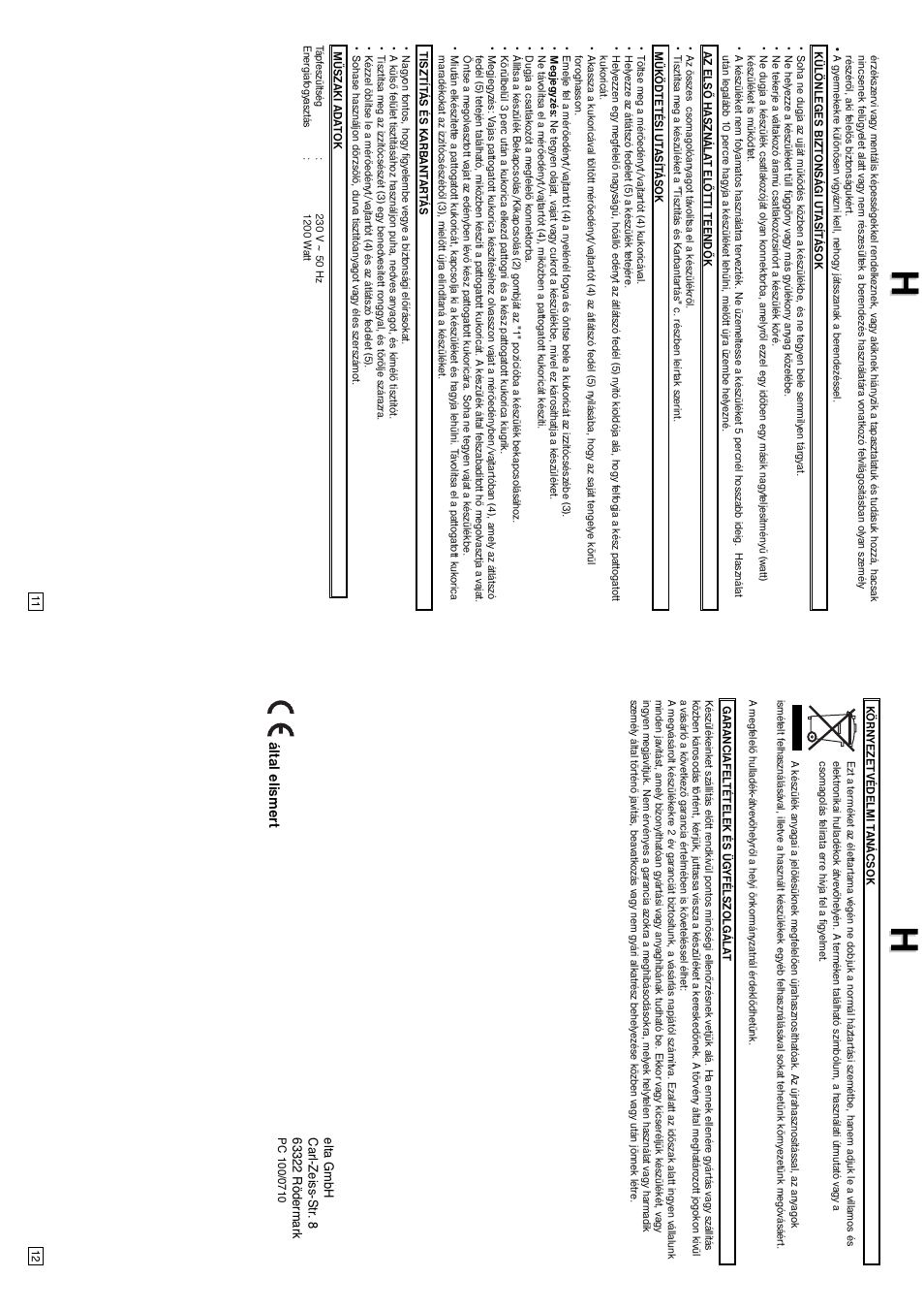 Által elismer t | Elta PC100 User Manual | Page 7 / 22