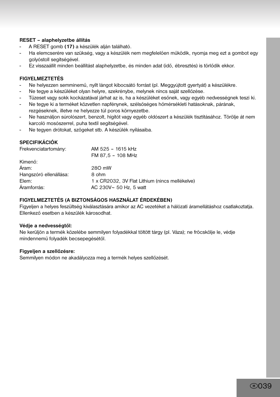 H039 | Elta 4556 User Manual | Page 39 / 112