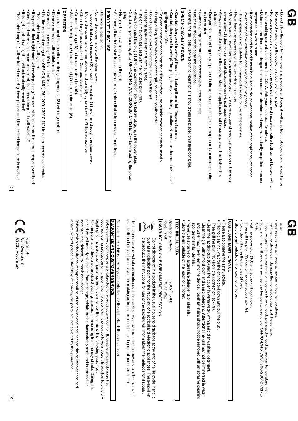 Elta Table Top Grill User Manual | Page 4 / 16